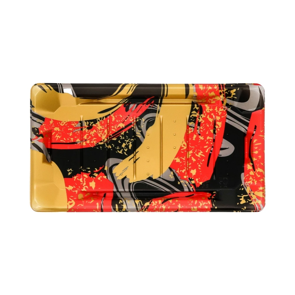 Red Gold Color Customization Wholesale Food Grade Disposable Sushi Container Takeaway Boat Type PS Packaging Box For Food