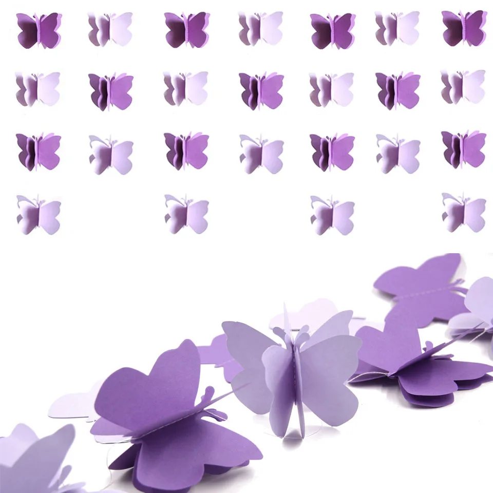 
3D Paper Butterfly DIY Baby Girl Bedroom Decorations Paper Hanging String 