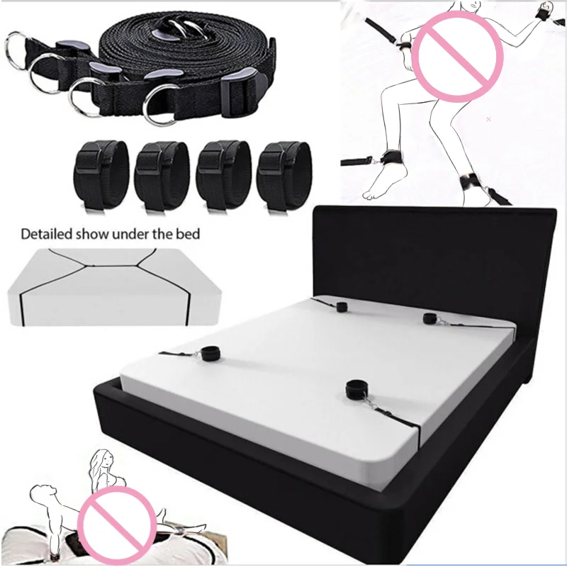 Adult Sex Products Erotic Bondage Bed Games BDSM Sex Bondage Set Women Handcuffs Ankle Cuff Restraints Sex Toys For Couples Anal