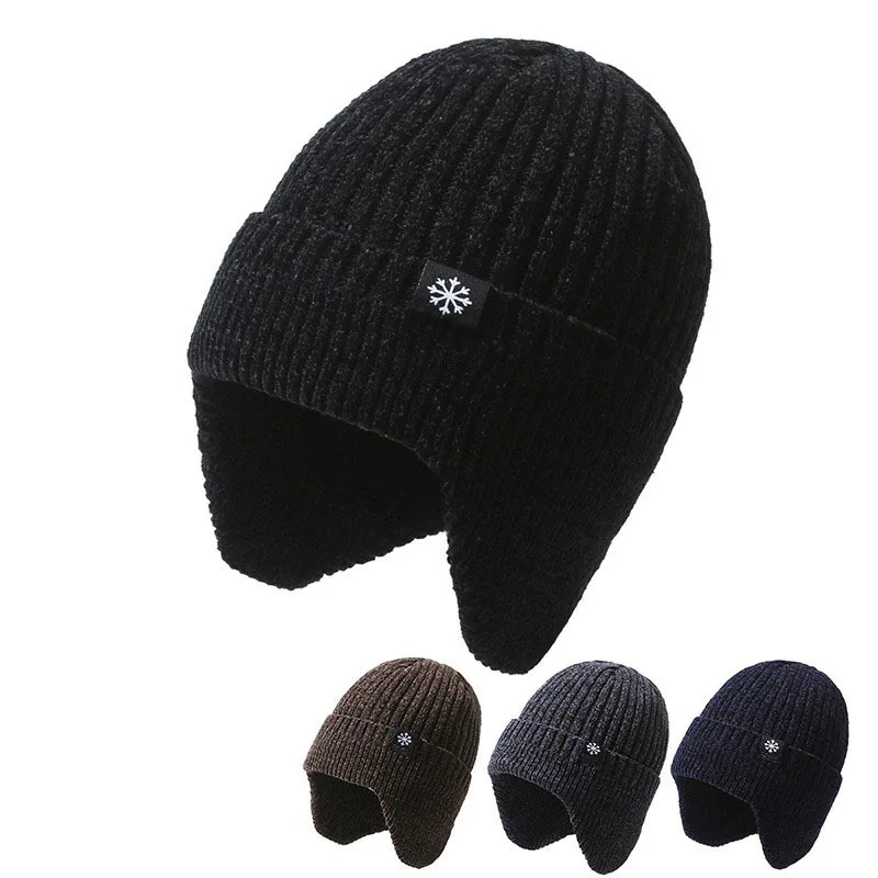 BESTELLA High Quality Acrylic Winter Beanies Fashion Design Ear Wrapped Knit Hats with Snowflake Printing Patterns Warm Hats