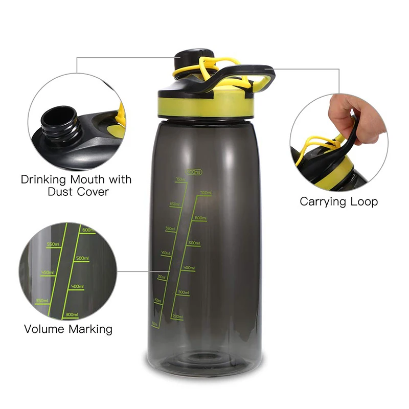 1 Gallon Outdoor BPA Free ECO Plastic Water Bottle With Time Marker
