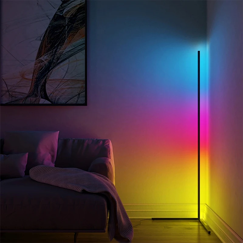 Ready to ship black aluminum highlight LED standing floor lamp for hotel and villa decoration