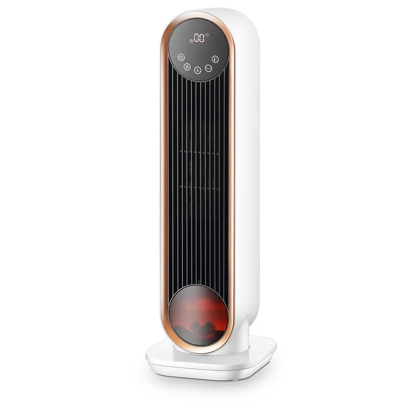 New Home Vertical Heater Portable Cooling and Heating Small Air Conditioning Electric PTC Heating New 3D flame effect Heat Fan