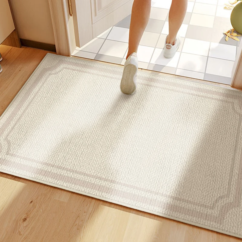 Beige Modern Style Welcome Carpet Footmat Antislip Silicone Bottom Waterproof Door Mat for Indoor Entrance Porch Livingroom
