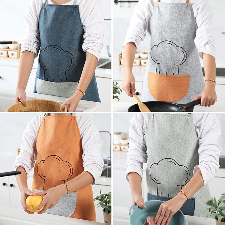 Kitchen Apron Anti-Fouling And Oil-Proof Wiping Hands Home Cooking Coveralls Couples Women Men Waist Overalls