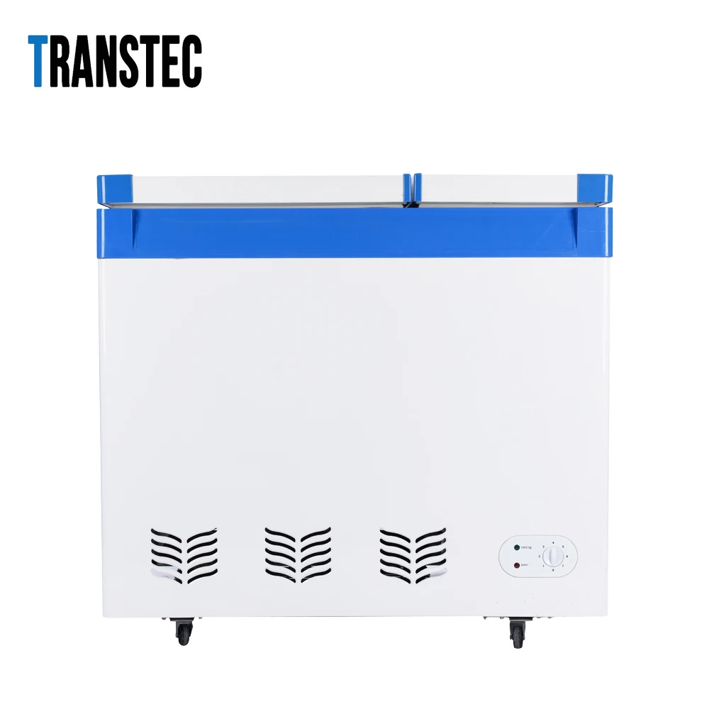  DC 12 V/24V Солнечный морозильник 100 мм Толщина пенопласта двойная дверь глубокий глубокое морозильное вместилище 218