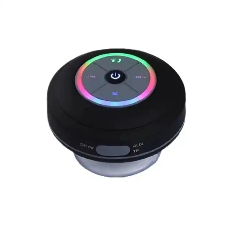 Waterproof Mini Portable Wireless Blue tooth Speaker with LED Light Suction Base for Bathroom Music Hand free Phone Call Gift