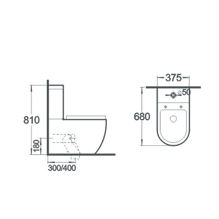 Middle East Market Two piece Toilet Silver Water Closet