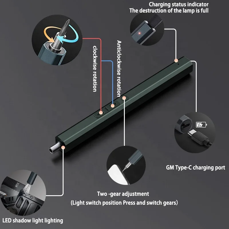 Rechargeable Cordless Handle LED light Mini precision Mobile Phone Tablet Disassembly Combination electric screwdriver set