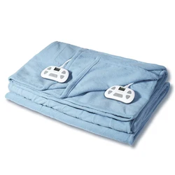Electric Heated Throw Over Blanket Winter Heater King Queen Twin Full Size Dual Single Controller Blue Polar Fleece Bed Blanket