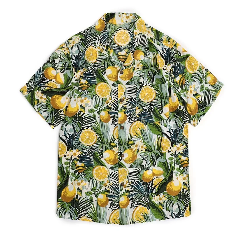 Mens Allover Coconut Tree Print Beach Aloha Party 100% Cotton Hawaiian Shirt