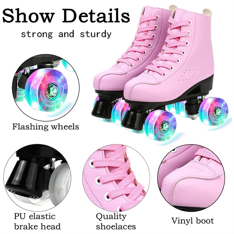 Stock Available Flashing Roller Skating 4 Wheels Blue Skate Shoes for Women and Men