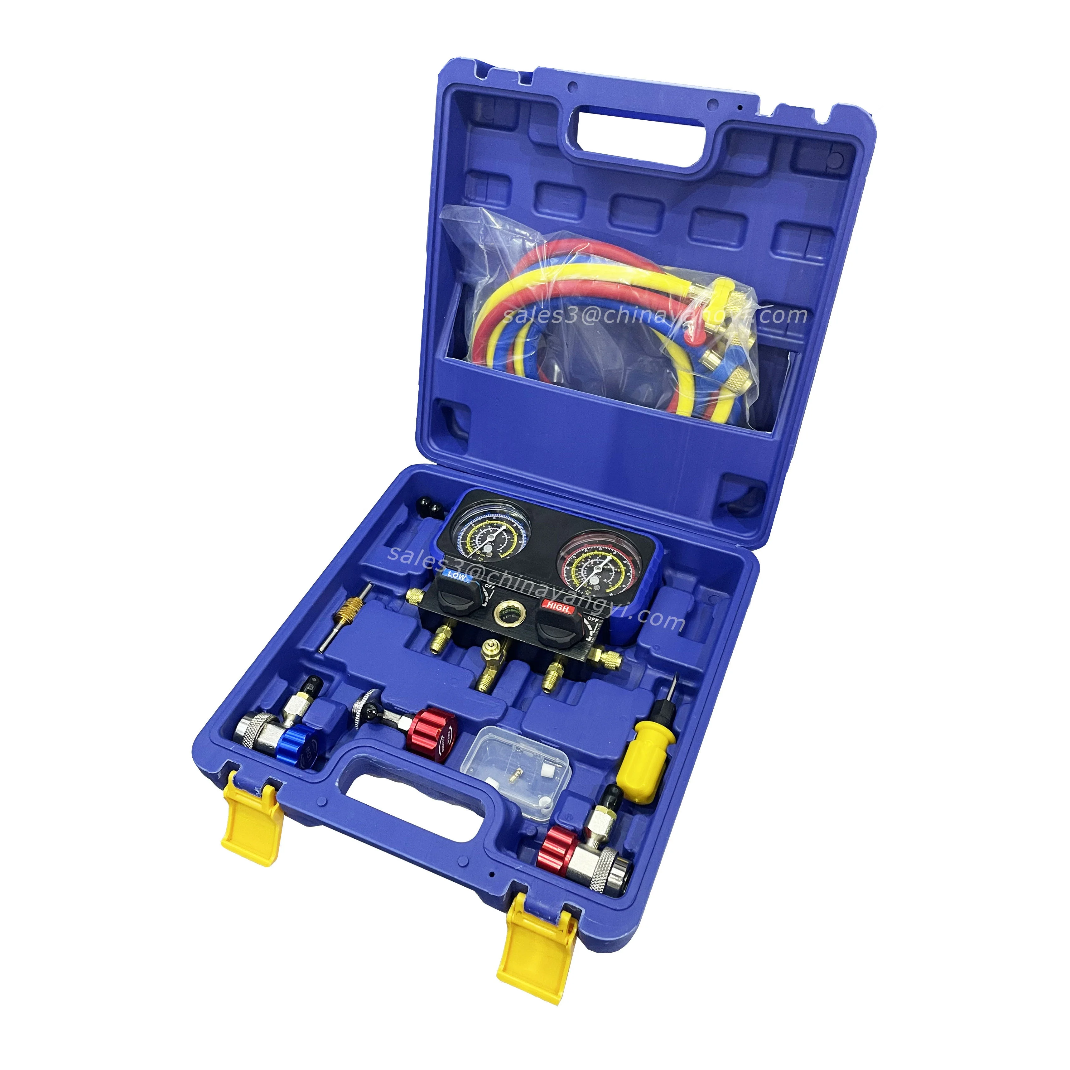 HVAC Ball Valve 2 Way Manifold Gauge Set Pressure Manometer for Refrigeration Air Conditioning Tools R410A R22 R32 800-4000PSI