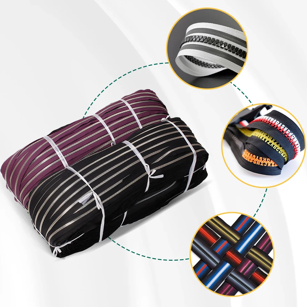 Custom Size Color Long Chain Plastic Zipper Rolls For Clothes Bag A Grade Pom Injection Resin Zippers Factory Wholesale Price