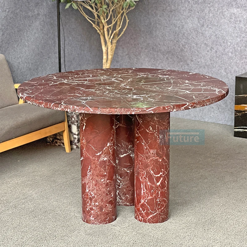 Modern Italian Style Living Room Furniture Round Coffee Table Roso Lepanto Marble Marble Coffee Table Dining Table