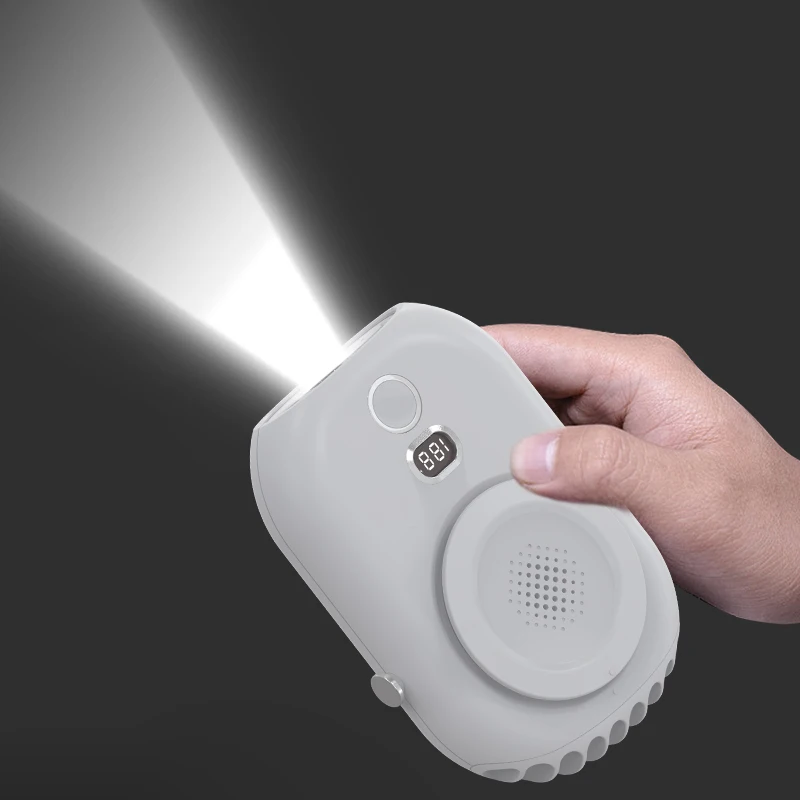 New Cooling Small Waist Fan Power Bank 2000mAh Battery USB Rechargeable Flashlight Mini Portable Hanging Neck Fan
