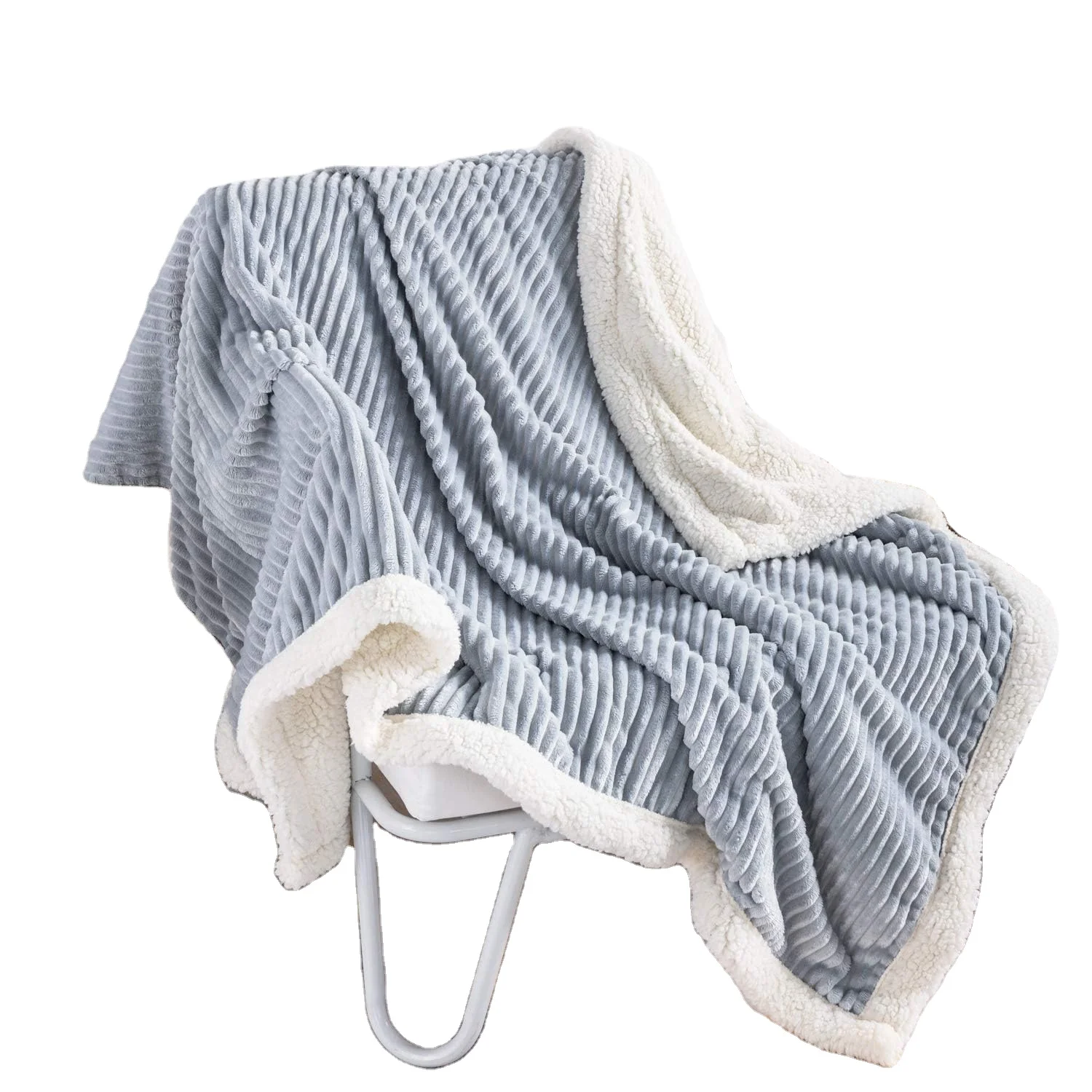 Sherpa Reversible Throw Blanket Soft White Orange Fleece Fluffy  Warm Cozy Thick for Couch Bed Sofa or Chair Office