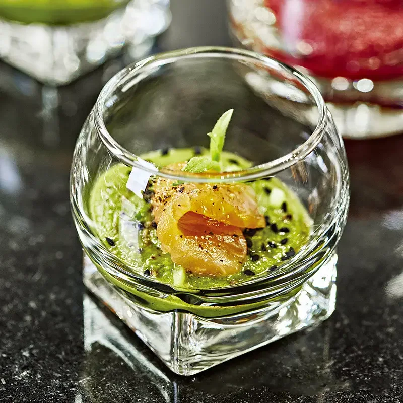 Home Customized Glass Cup Diamond Shape Creative Transparent Lead Free Glass Pudding Cup Hotel Dessert Snack Cup