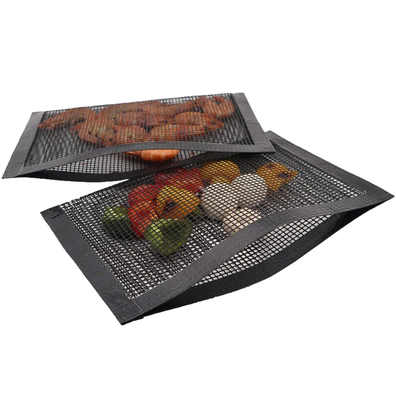 Heat resistant PTFE Coated Fiberglass Mesh Grill Bag With Brass Button