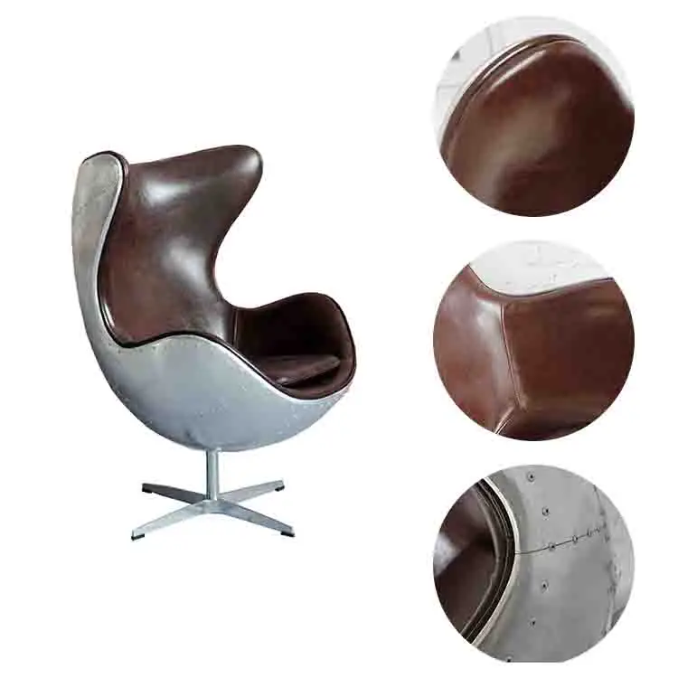 
Vintage Design Home Furniture Aluminum Swivel Pod Egg Chair Aviator Egg Chair Jacobsen Aviation Spitfire Aluminum Swivel Chair 