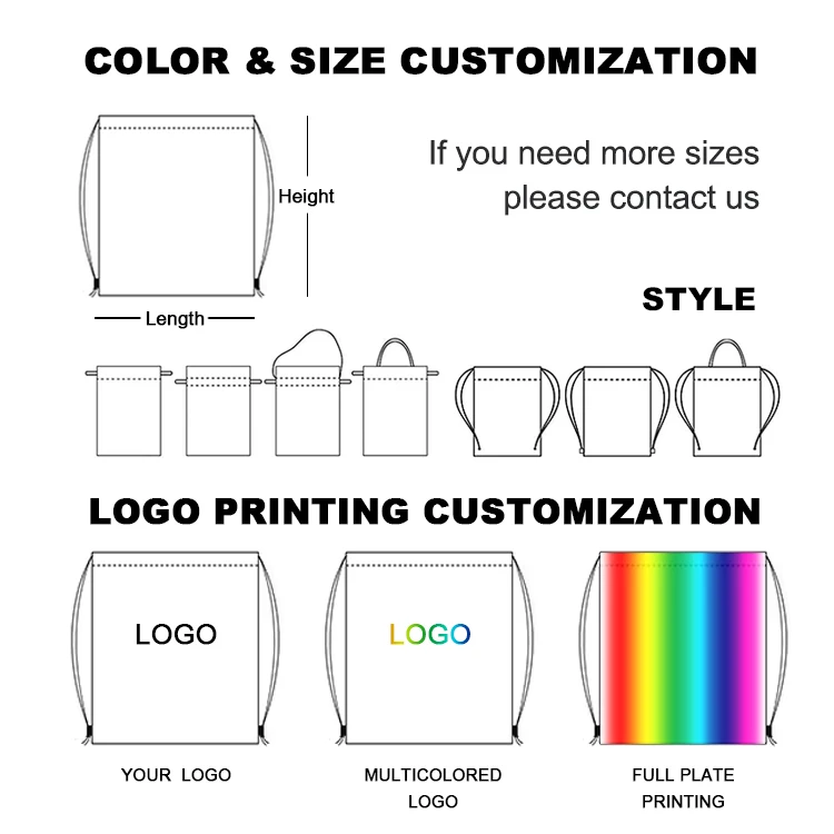 Wholesale Custom Eco Non Woven Fabric Shopping Bag Reusable Grocery Drawstring Bags With Logo