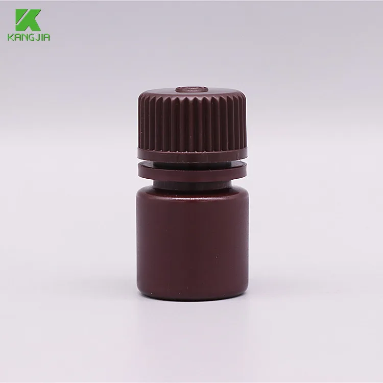 Plastic Reagent Bottle Professional Manufacturer 8 ML Round Bottle HDPE Reagent Vials Amber 100% Leaf-proof For Chemical Lab Use