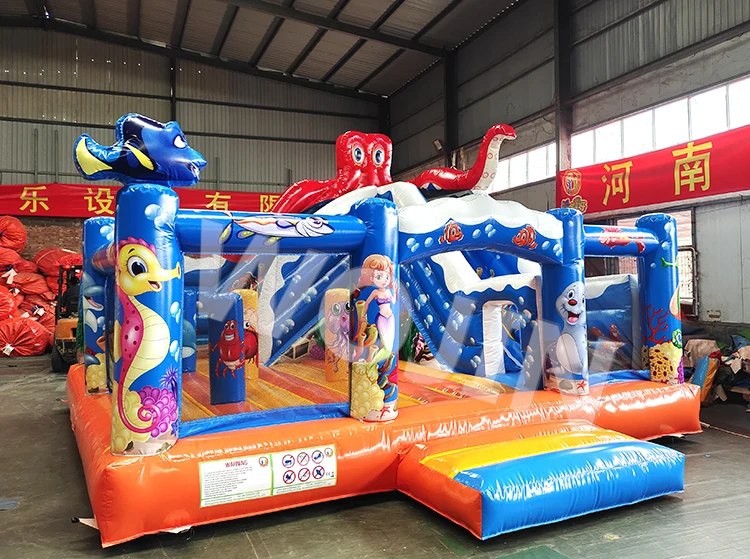 Octopus inflatable big bouncy castles combo slide city zoo inflatable bouncer slide park for outdoor games