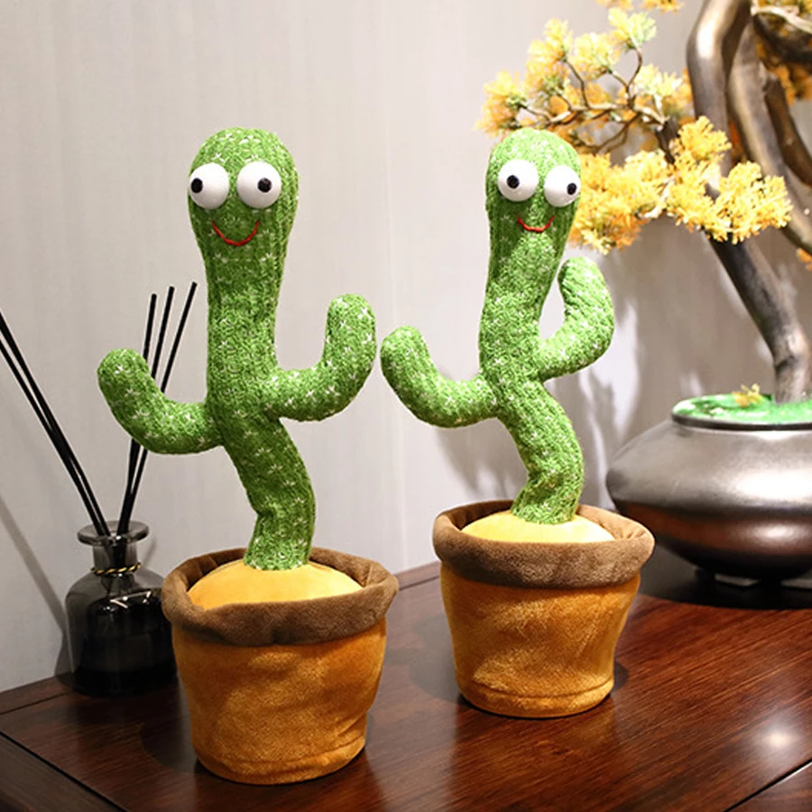 Baby songs arabic usb charging emoin singing dancing and shaking cactus twisting plush toy