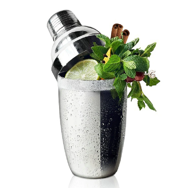 Novelty Bacardi Rose Gold Silver Glitter 350ml Cocktail Shaker Stainless Steel, Custom logo Martini Mini Shaker Cocktail