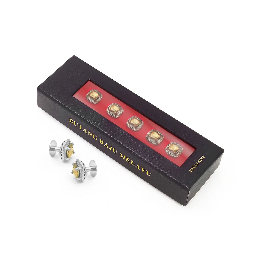 Garment accessories Square custom logo men shirt malaysia metal butang baju melayu stud clothes malay button for baju melayu