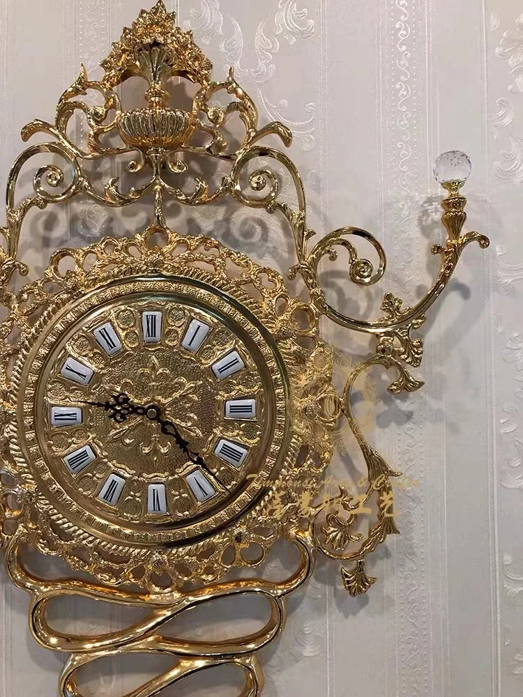 Luxury Wall Clock Home Decoration Antique Style Golden Copper Wall Clocks