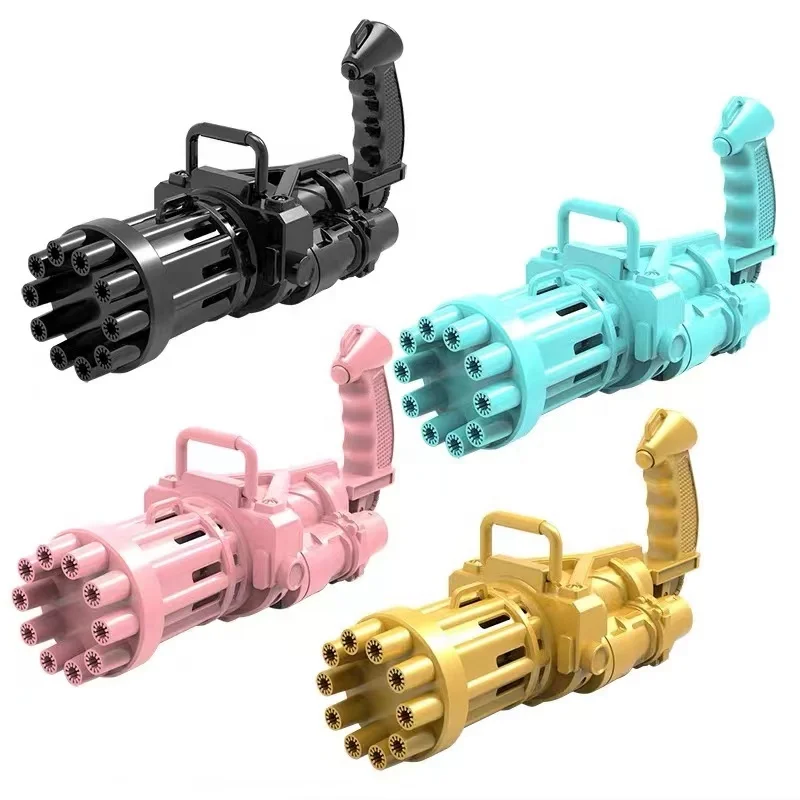 Hot Sale Portable Plastic Gatling Bubble Gun Outdoor Automatic Soap Electric Bubble Machine 8 hole Gatling Bubble Gun