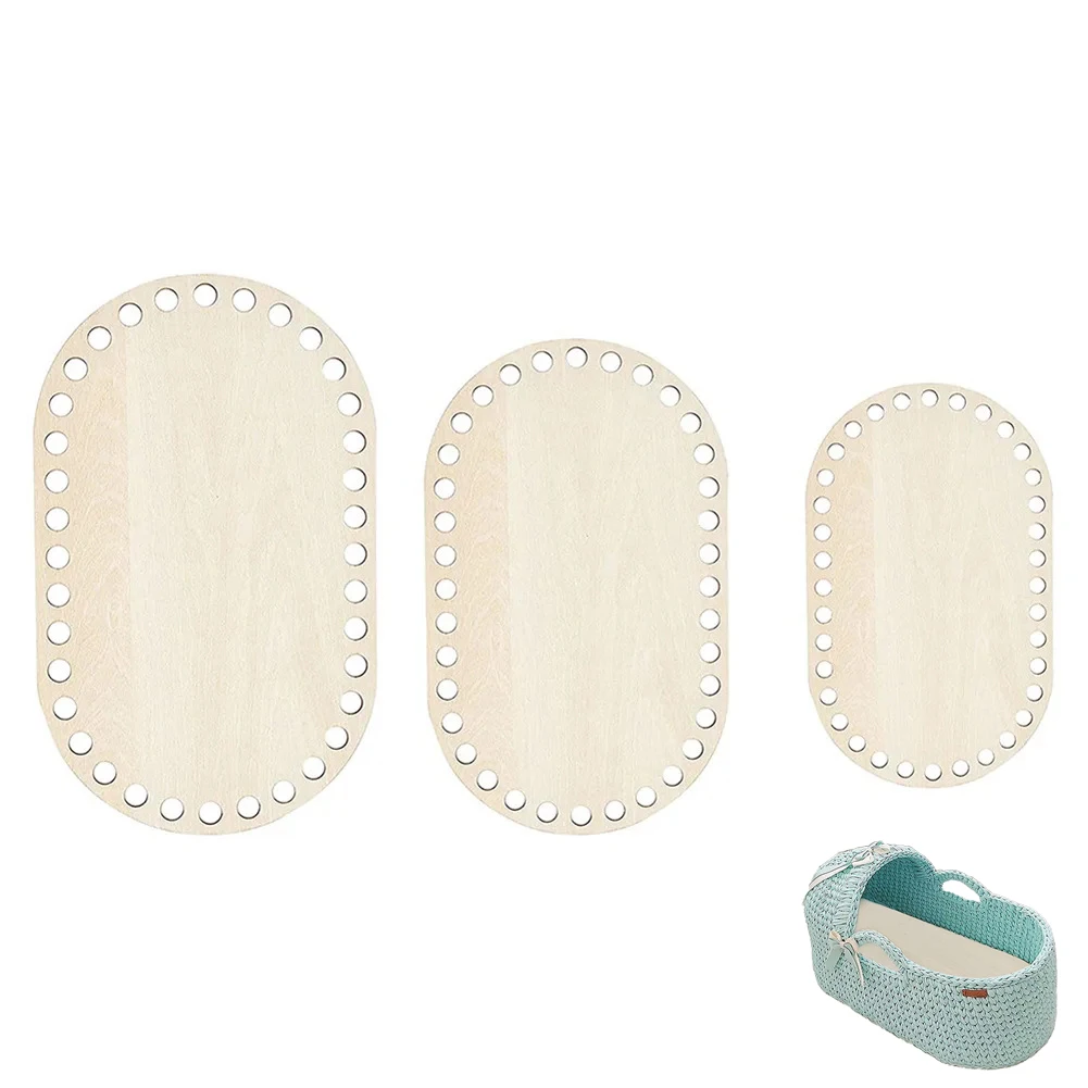 Natural wooden basket bottom elliptical blank crochet basket weaving products handmade knitted home decoration DIY