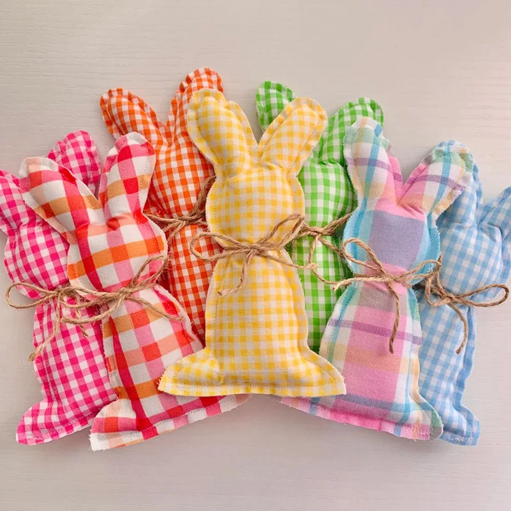 Wholesale Sublimation Gingham Easter Home Decor Easter Basket Bunny Checkered Cute Bunny