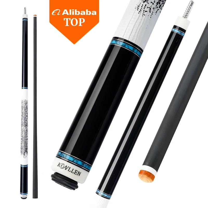 KONLLEN Cue Stick Billiard Carbon 12.5mm Ebony Butt Turquoise Ring True Inlay Cues Pool