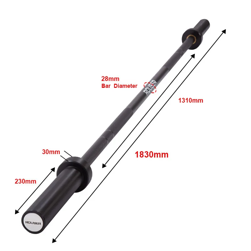 Rouser Fitness CF Black zinc Training Cross Strength Fitness Barbells Spring Steel Miniature Weight 15KG Barbell Bar