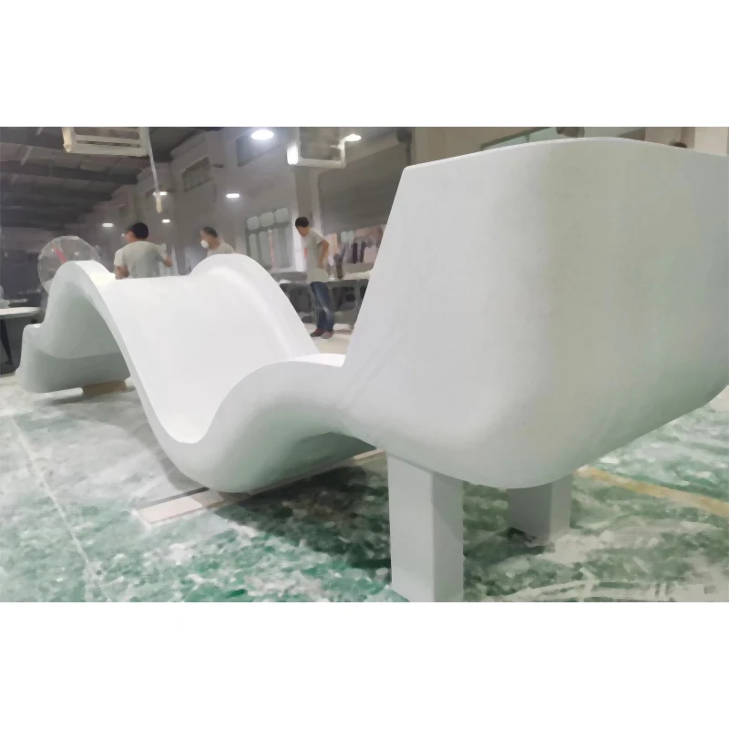 Acrylic solid surface stone artificial marble white color curved small office reception desk