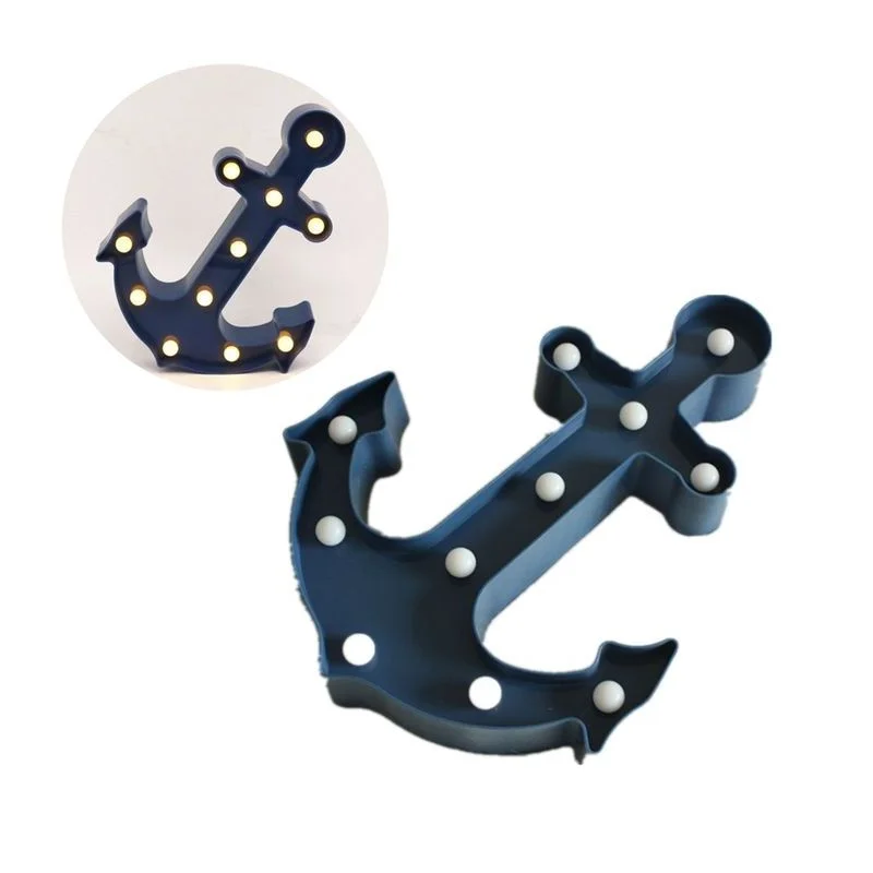 Anchor Shaped Table Lamp Battery Operated Marquee Letter Light With Bulb 3d Led Night Lights For Kids Room Party Home Decoration