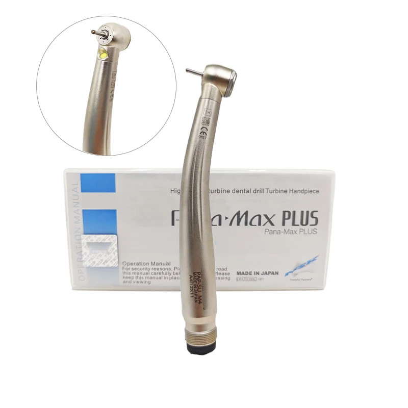 Dental High Speed Handpiece 4 Holes Spray Ceramic Bearing PA-NA Plus Push Button LED Standard Dental Air Turbine Contra Angle