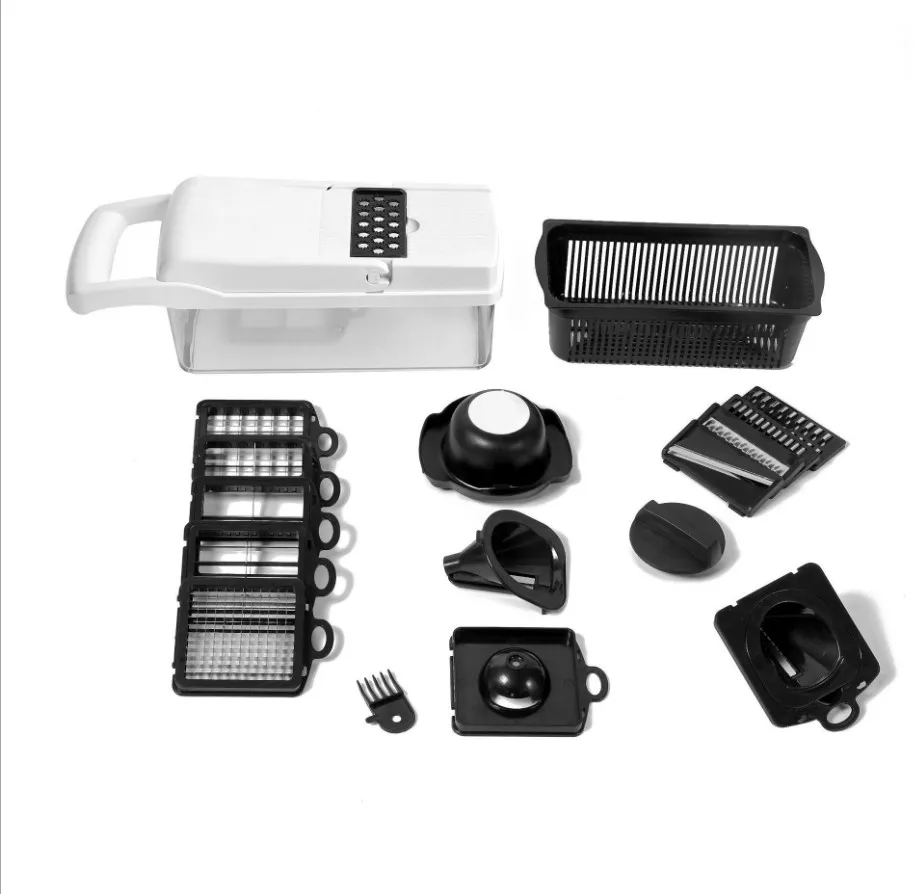 Vegetable Chopper Spiralizer Vegetable Slicer Onion Chopper with Container Pro Food Slicer Dicer Cutter