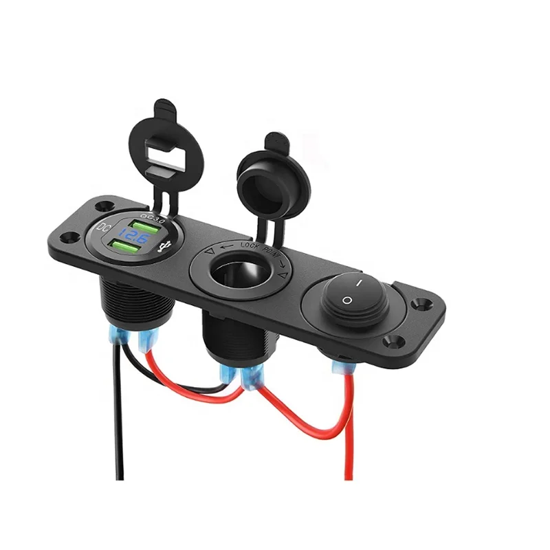 12 в морской прикуриватель для лодки, 3 в 1 Водонепроницаемая Автомобильная двойная USB-розетка QC3.0, 12 В RV розетка, светодиодный дисплей