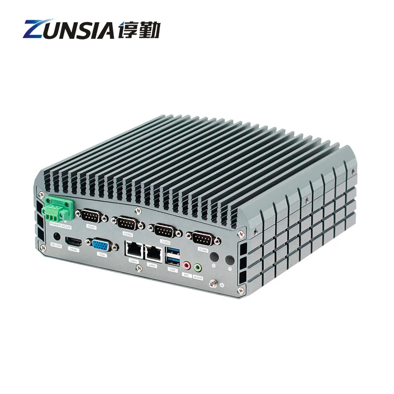 Zunsia 2 Lan 6COM Embedded Industrial Computer Case Core i5 i7 Celeron J6412 N100 2*DDR4 6USB 1*HD VGA IOT X86 Fanless Mini PC