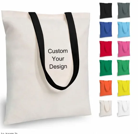 Eco Friendly Reusable Canvas Grocery Shopping Bag Canvas Tote Bags With Custom Printed Logo