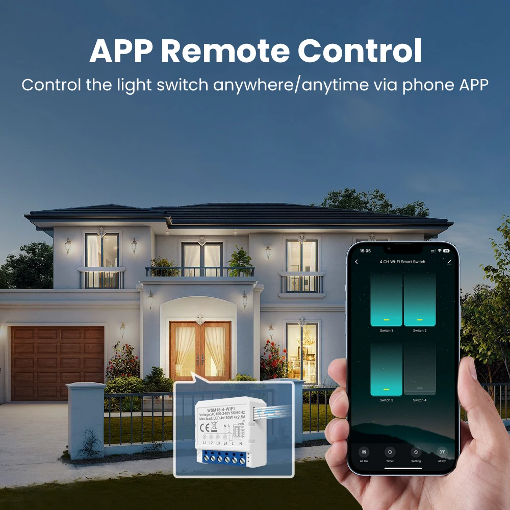 Смарт-реле настенное AVATTO Zigbee/Wifi 1/2/3/4 клавиши с Alexa Google Home APP и дистанционным голосовым