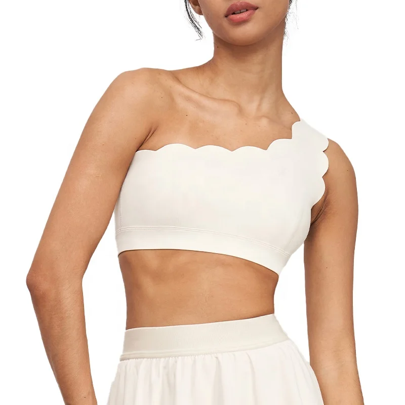 WX1562 Sexy Stylish One Shoulder Push Up Yoga Bra Beauty Back Shockproof Sports Gym Fitness Active Wear