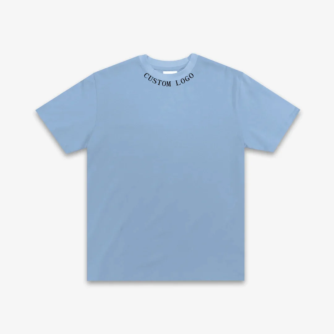 Screen printed graphic Rib knit neckline T shirt 100% pre-shrunk cotton 230gsm heavy-weight tee Embroidered and printed logo