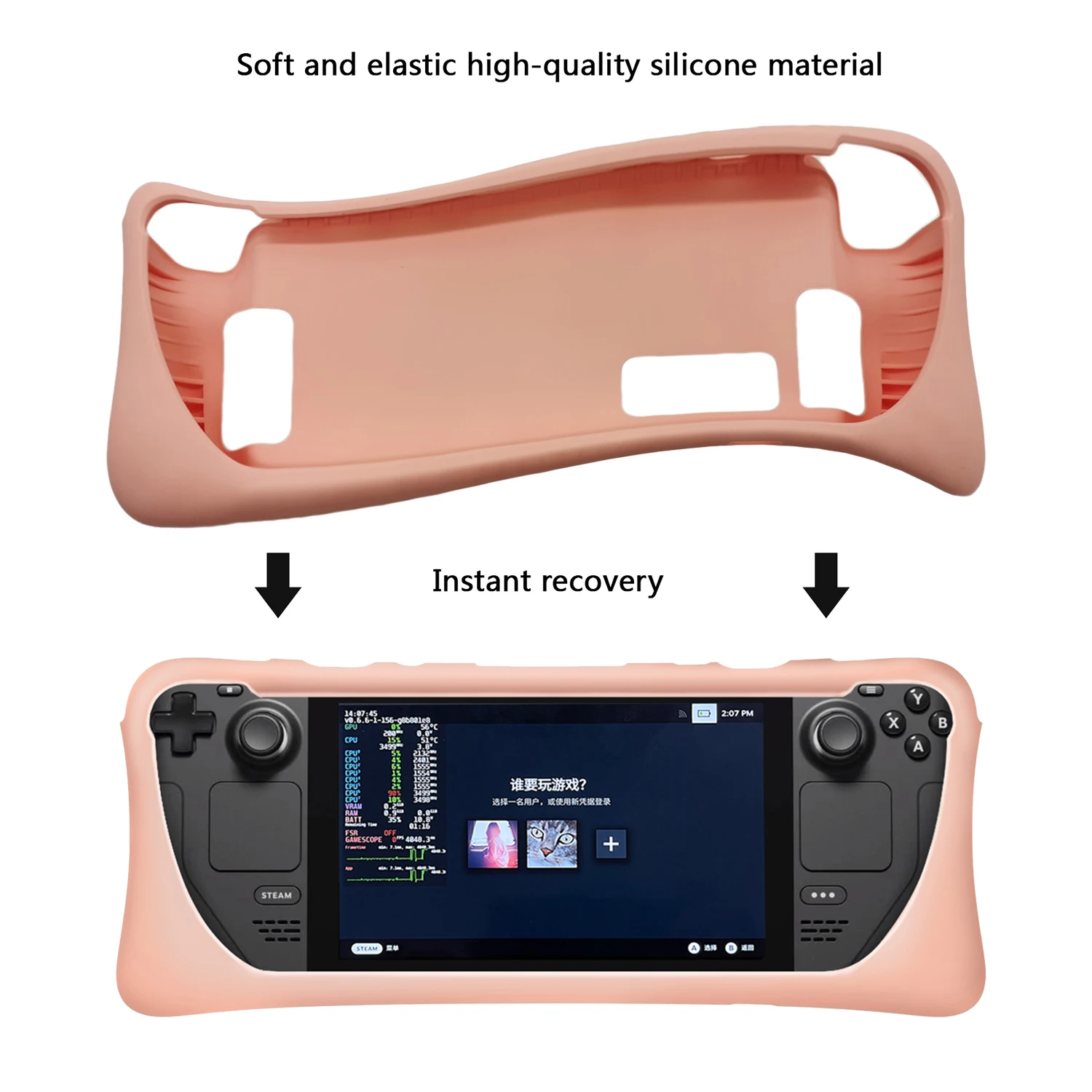 Thickened Silicone Soft Cover Protector with Full Protection Excellent Touch Pink steam Deck case Protective Case for Steam Deck