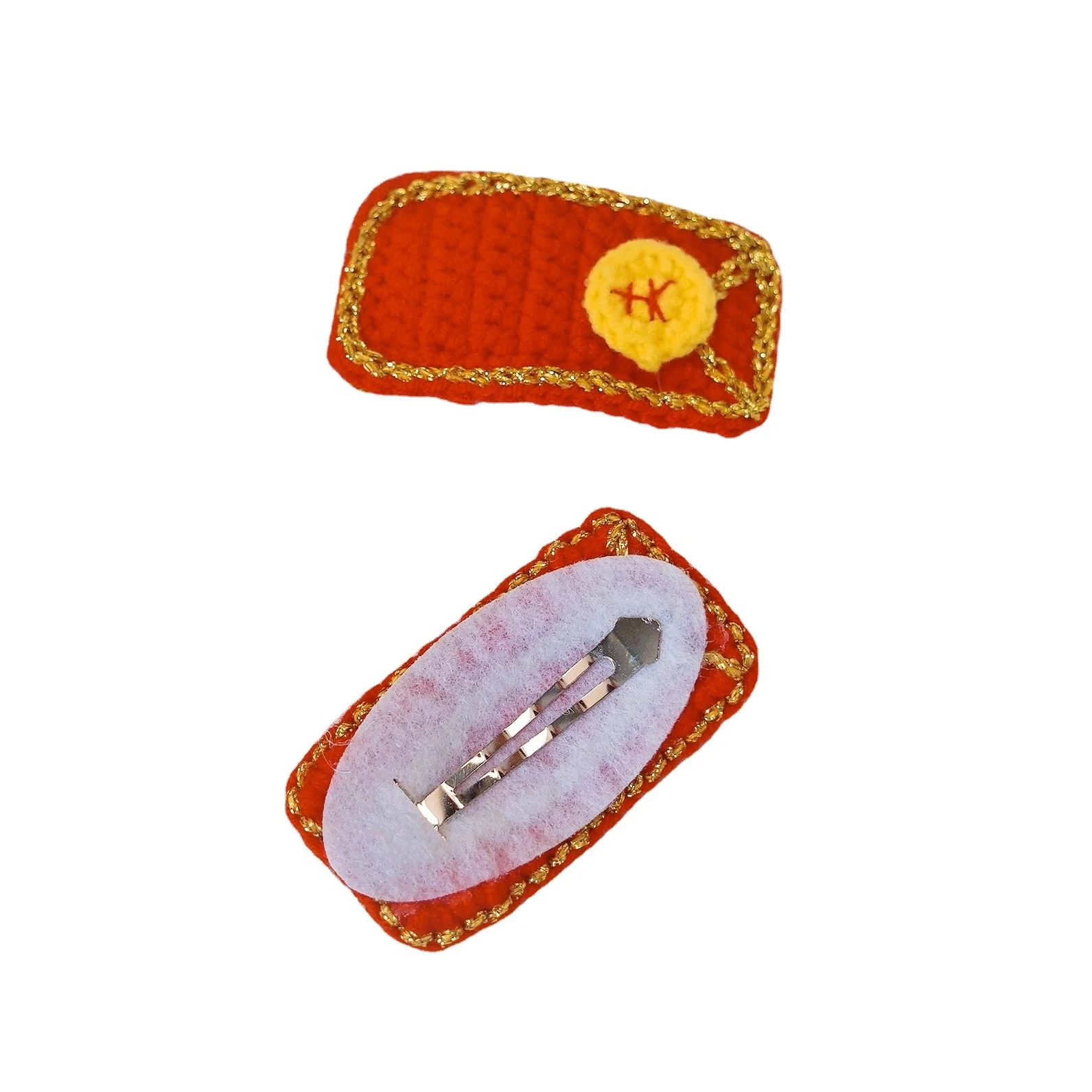 Cartoon Wool Crochet New Year Red Packet Hair Accessories Kids Baby Girls Hairpins Knitted Hairgrips Hair Clips for Girls