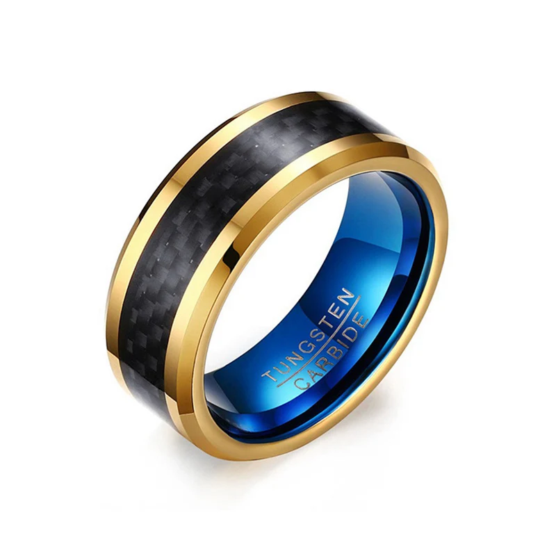 Vintage custom eternity rings inlay carbon fiber tungsten carbide ring for man gift
