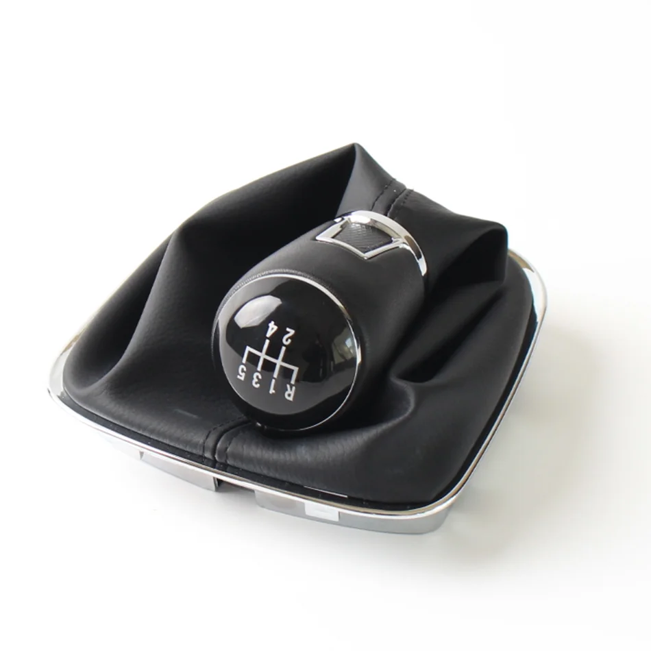 5 6 Speed chrome Leather Car Gear Shift Konb Gaiter Shifter Knob for VW POLO 2011 2017 Car Styling Accessories